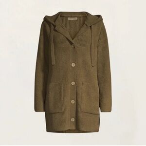 Barefoot Dreams Cozy Chic Button Up Hooded Coat Cardigan